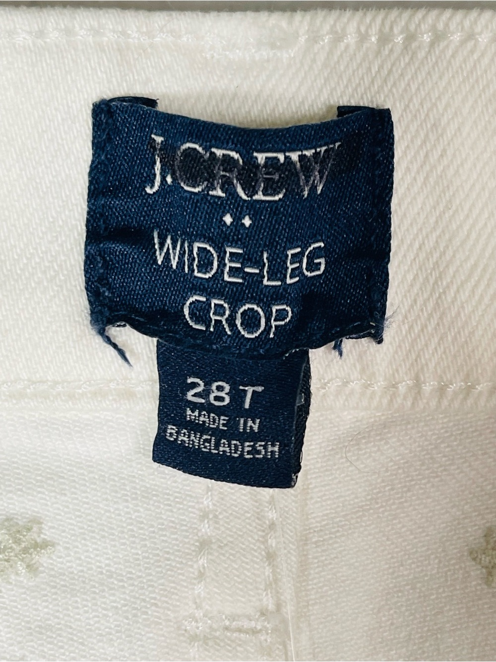 J Crew Fac NWT Wide Leg Embroidered Crop Jeans Size 28T Ivory Denim Embroidery - Picture 8 of 12